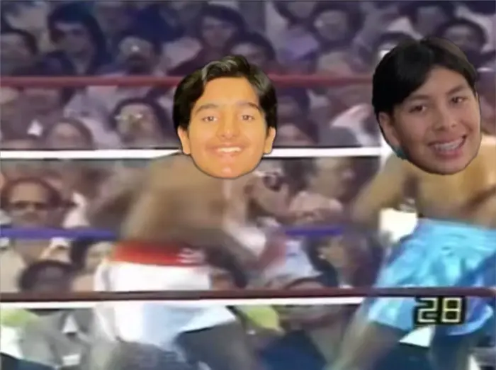 Sugar Ray KOing Andy Price meme | image tagged in memes | made with Piñata Farms meme generator