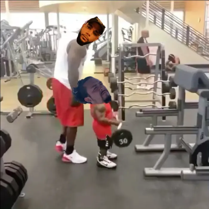 little person working out at the gym meme | image tagged in memes | made with Piñata Farms meme generator
