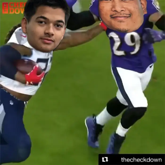 Derrick Henry stiff arm on Earl Thomas meme | image tagged in memes | made with Piñata Farms meme generator