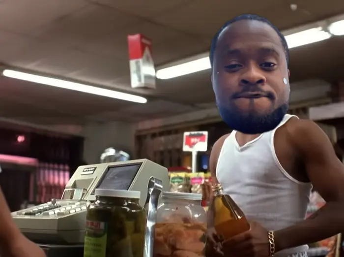 Menace to society liquor store scene meme | We out here | image tagged in memes | made with Piñata Farms meme generator