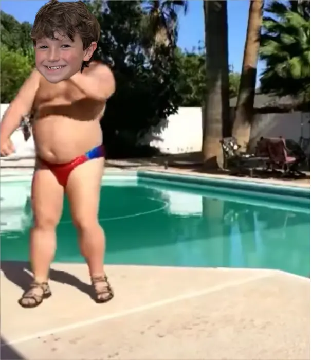 dancing in speedo by the pool meme | image tagged in memes | made with Piñata Farms meme generator