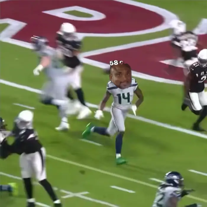 DK Metcalf chasedown tackle meme | image tagged in memes | made with Piñata Farms meme generator