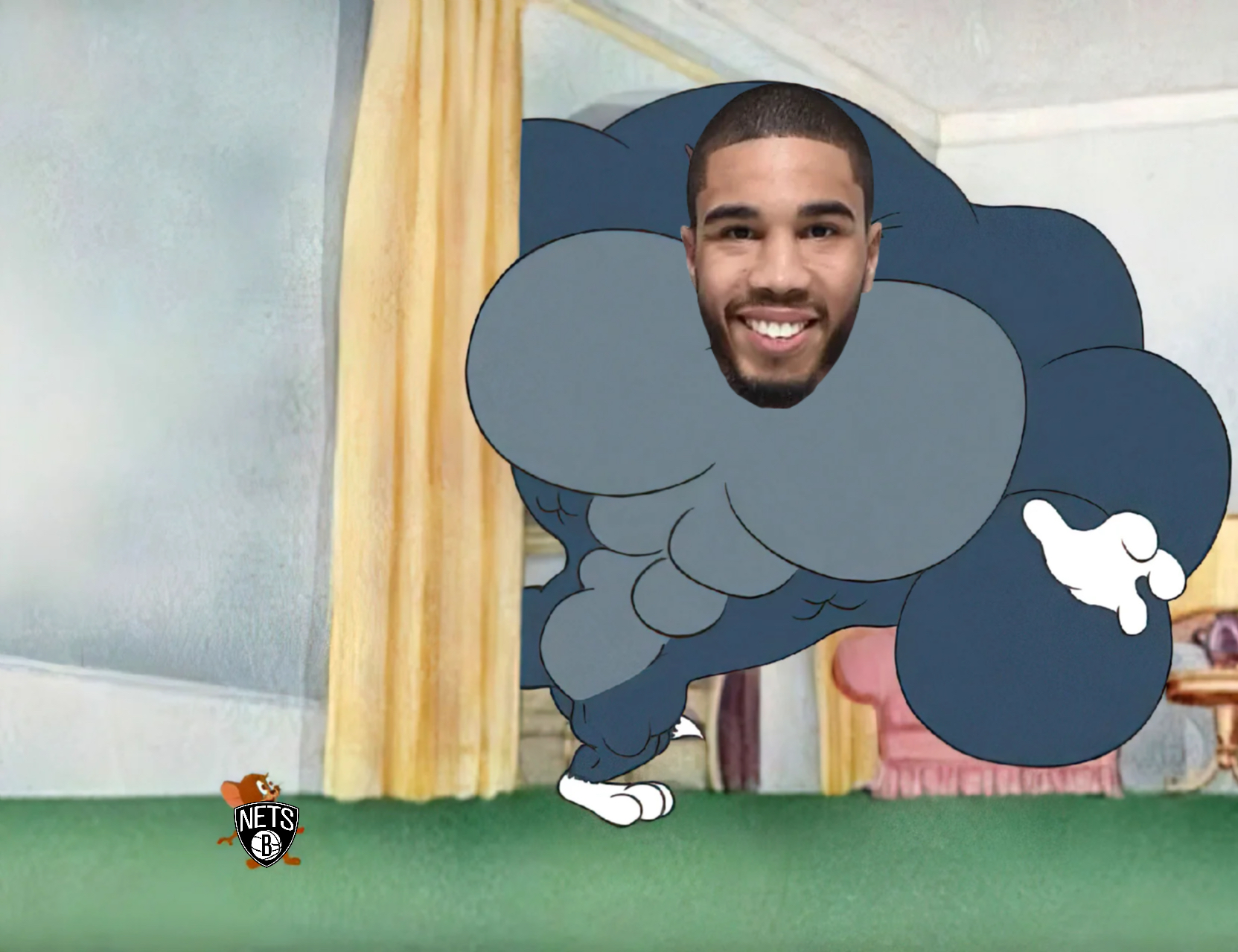 swole tom meme | Who’s ready for a cat and mouse series?
#bostonceltics #brooklynnets #nbaplayoffs | image tagged in memes: bostonceltics, brooklynnets, nba, nbaplayoffs | made with Piñata Farms meme generator