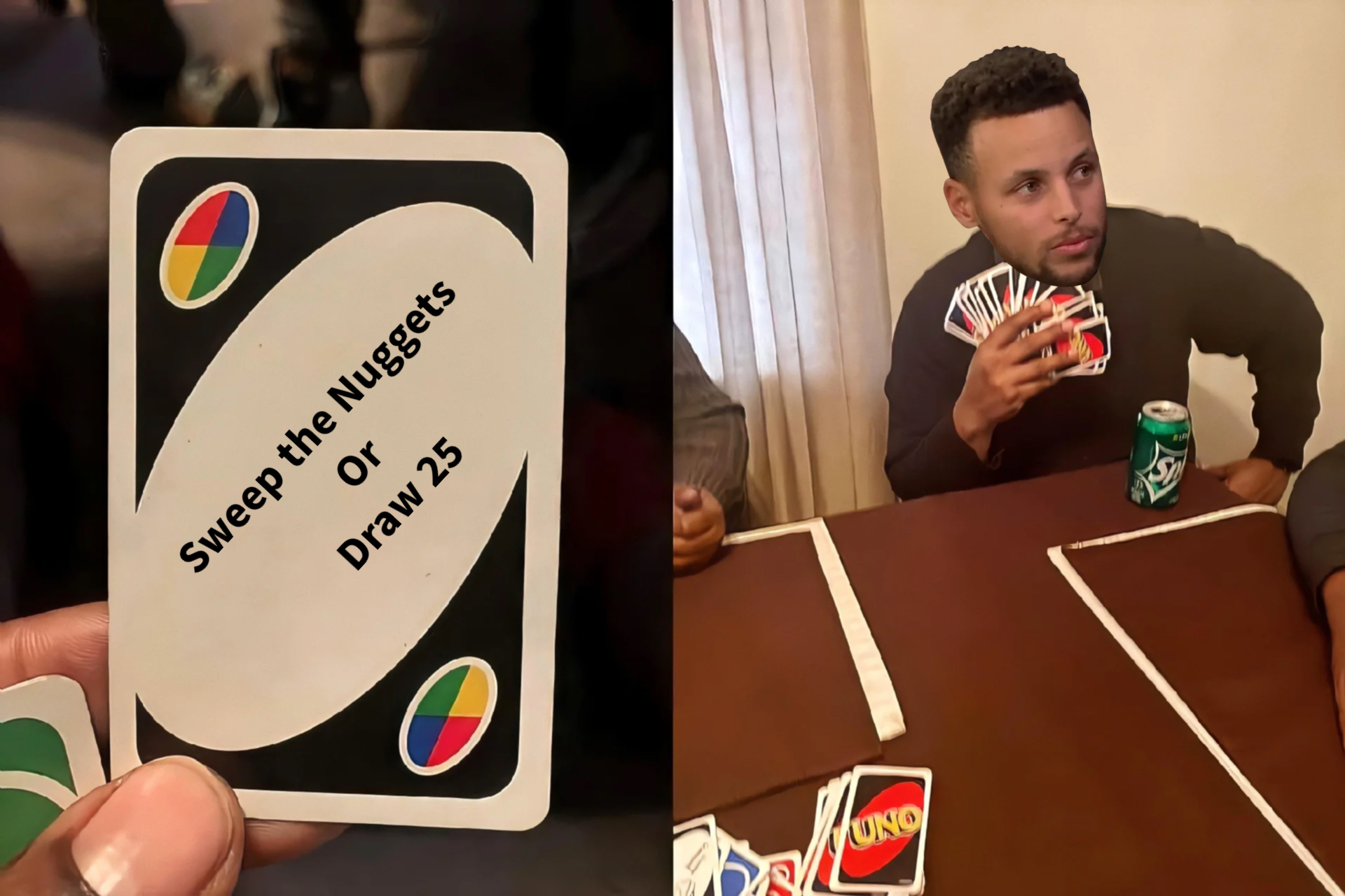 uno draw meme | DENVER IS STILL ALIVE!
#denvernuggets #nbaplayoffs | image tagged in memes: denvernuggets, nba, nbaplayoffs | made with Piñata Farms meme generator