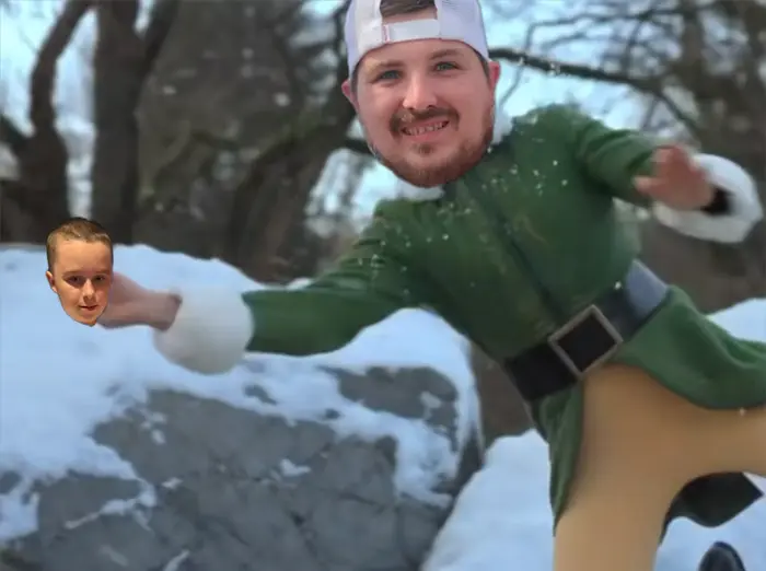 Elf - Snowball Fight Scene meme | image tagged in memes | made with Piñata Farms meme generator
