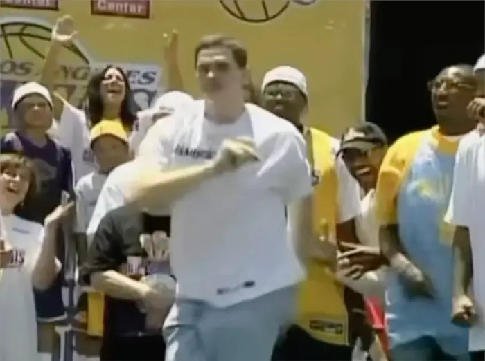 man dances on the stage with Lakers meme | image tagged in memes | made with Piñata Farms meme generator