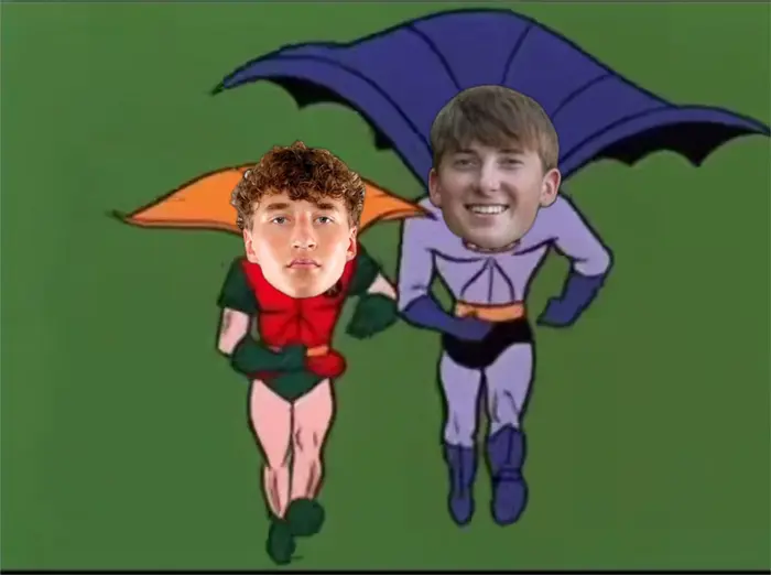 Batman and Robin against criminals meme | image tagged in memes | made with Piñata Farms meme generator