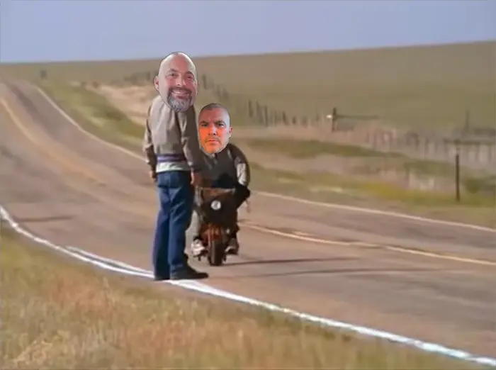 Dumb And Dumber on Highway meme | image tagged in memes | made with Piñata Farms meme generator