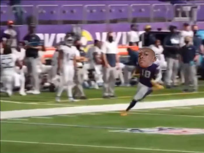 Justin Jefferson touchdown and celebration meme | image tagged in memes | made with Piñata Farms meme generator