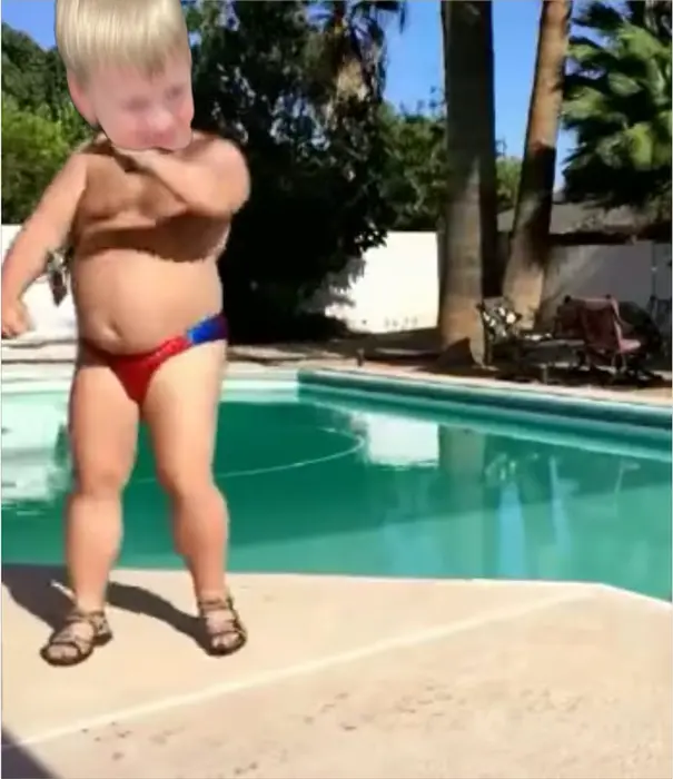 dancing in speedo by the pool meme | image tagged in memes | made with Piñata Farms meme generator