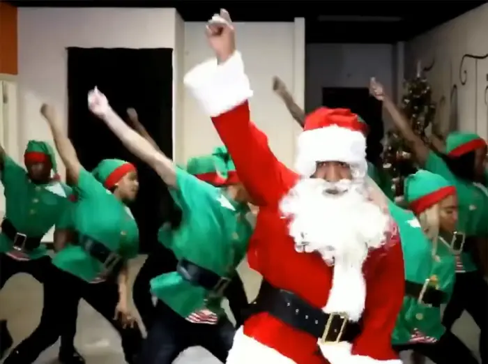 Santa and the elves dance meme | image tagged in memes | made with Piñata Farms meme generator
