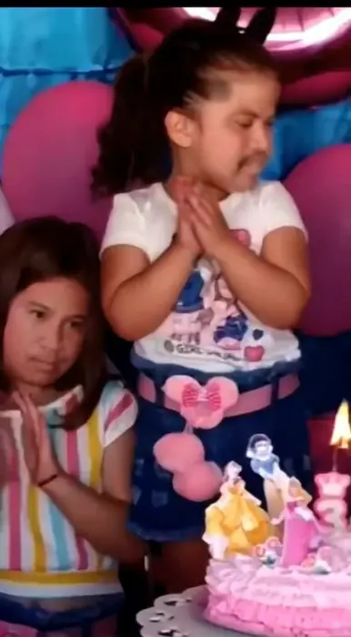 Little girl fights her sister and her birthday meme | image tagged in memes | made with Piñata Farms meme generator