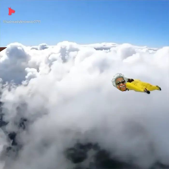 Wingsuit flying above the clouds meme | image tagged in memes | made with Piñata Farms meme generator