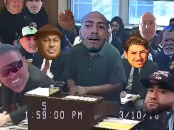 man singing I'm sorry song in court meme | image tagged in memes | made with Piñata Farms meme generator