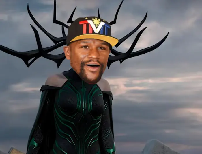 Hela says "You can't defeat me" to Thor meme | Floyd vs Logan | image tagged in memes | made with Piñata Farms meme generator