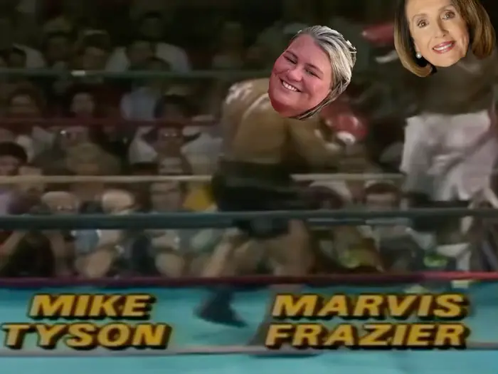 Mike Tyson knocks out Marvis Frazier meme | image tagged in memes | made with Piñata Farms meme generator