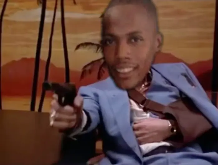 Scarface - Tony kills Mel meme | image tagged in memes | made with Piñata Farms meme generator