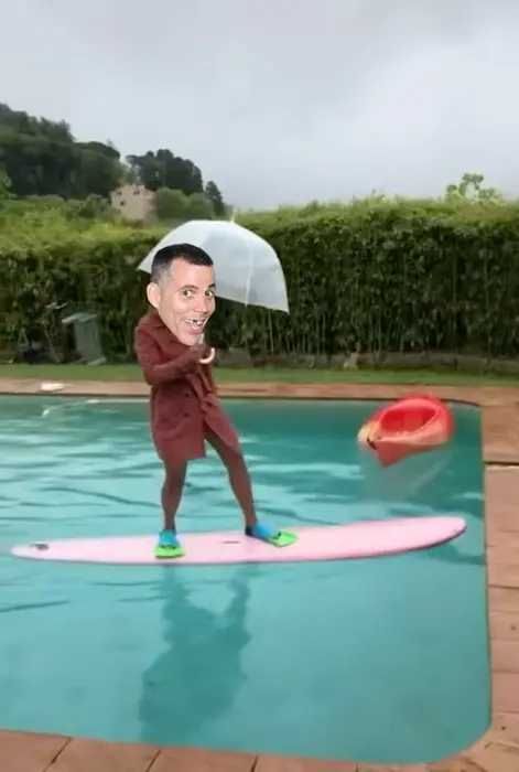 failure on a surfboard in the pool meme | image tagged in memes | made with Piñata Farms meme generator