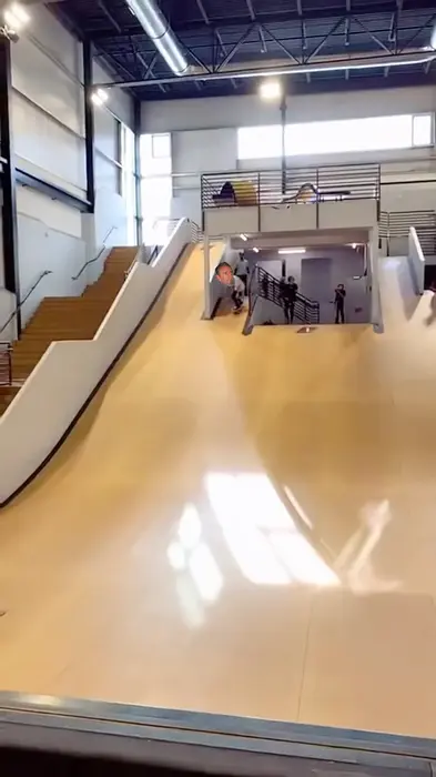 Guy is skateboarding and falls inside soft cubes. meme | image tagged in memes | made with Piñata Farms meme generator