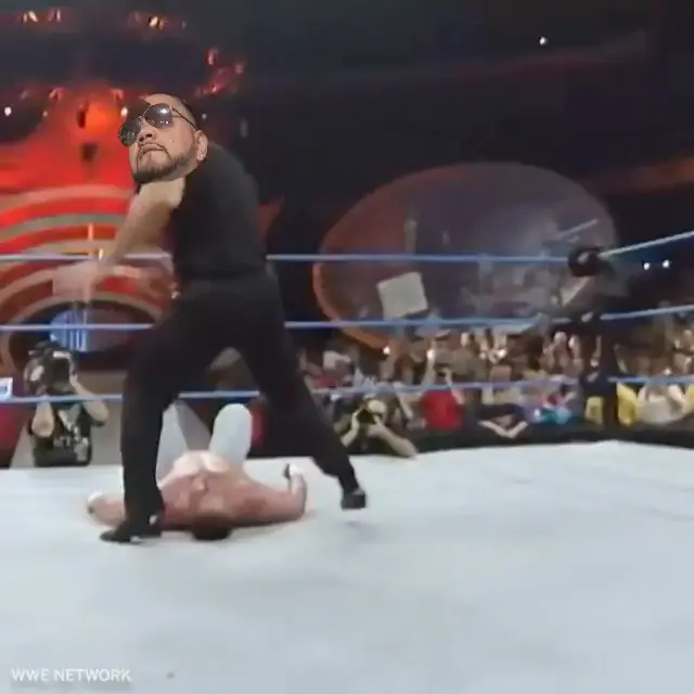 The Rock - People's Elbow WWE meme | image tagged in memes | made with Piñata Farms meme generator