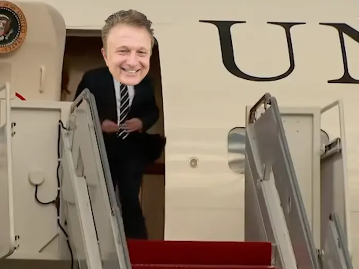 Melania refuses to hold Trump's hand stepping off Air Force One meme | image tagged in memes | made with Piñata Farms meme generator