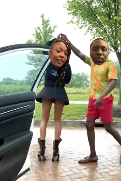 Mufasa and rolerskating girl dance to Love story meme | image tagged in memes | made with Piñata Farms meme generator