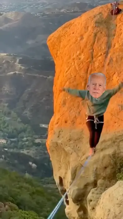 woman walking on the rope meme | image tagged in memes | made with Piñata Farms meme generator