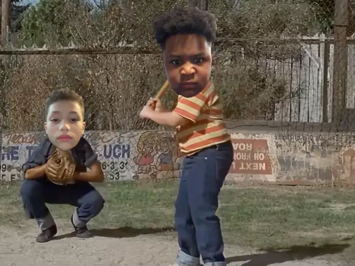 The sandlot baseball scene meme | image tagged in memes | made with Piñata Farms meme generator