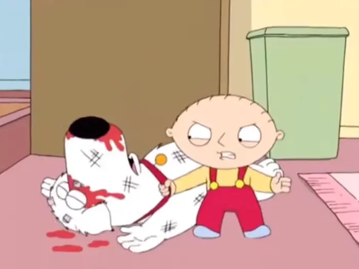 Family Guy - Stewie Beats up Brian meme | image tagged in memes | made with Piñata Farms meme generator