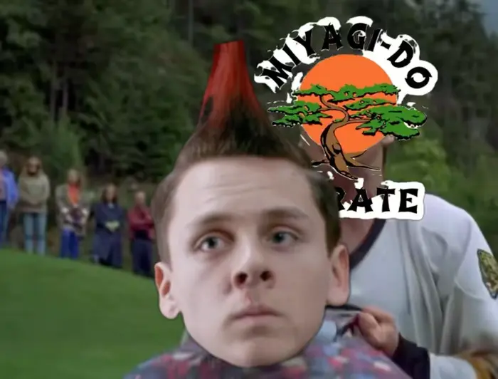 Billy Madison - now you had enough, bitch meme | Cobra Kai 🆚 Miyagi | image tagged in memes | made with Piñata Farms meme generator