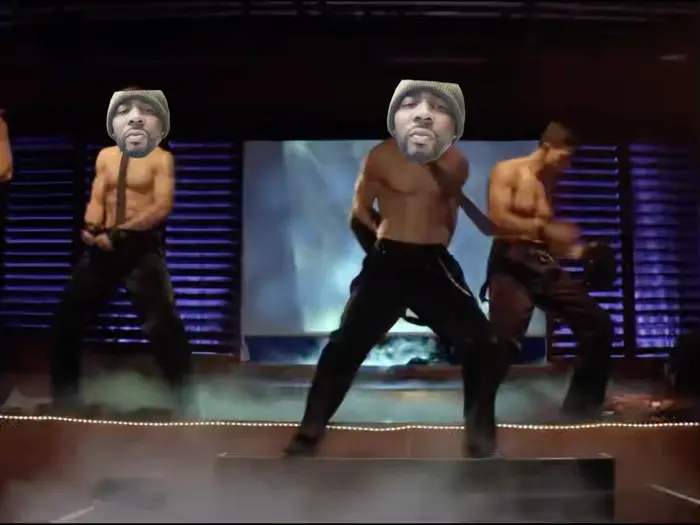 Magic Mike - It's raining man dance meme | image tagged in memes | made with Piñata Farms meme generator