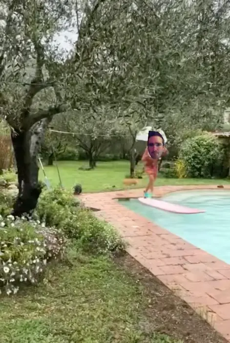 failure on a surfboard in the pool meme | image tagged in memes | made with Piñata Farms meme generator