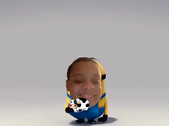 Minion plays with cow toy meme | image tagged in memes | made with Piñata Farms meme generator