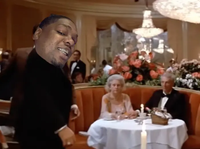 drunk Tony Montana at the restaurant meme | image tagged in memes | made with Piñata Farms meme generator