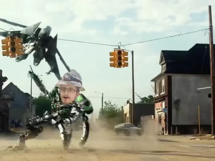 Transformers The Last Knight - Decepticons in the street meme | image tagged in memes | made with Piñata Farms meme generator