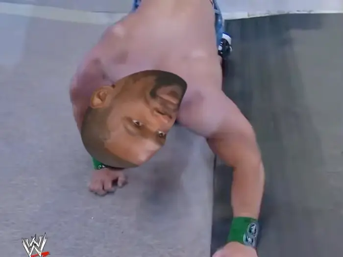WWE Wrestlemania - The Rock beats John Cena meme | image tagged in memes | made with Piñata Farms meme generator