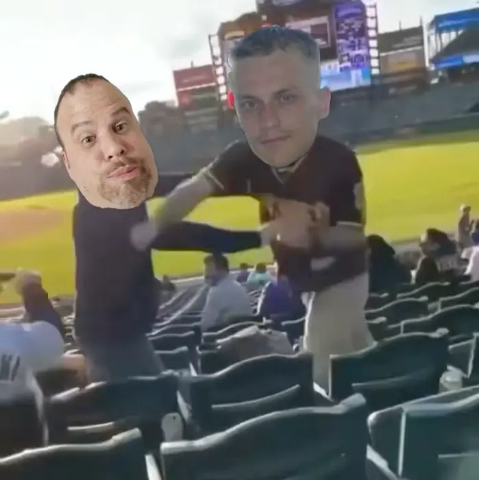 Fight in the stands of the stadium meme | image tagged in memes | made with Piñata Farms meme generator