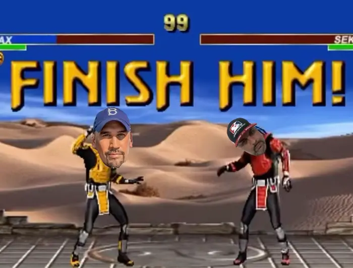 Cyrax Vs Sektor-fatality meme | image tagged in memes | made with Piñata Farms meme generator