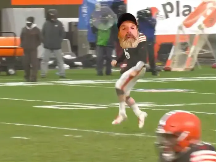 Baker Mayfield' Baby steps meme | image tagged in memes | made with Piñata Farms meme generator