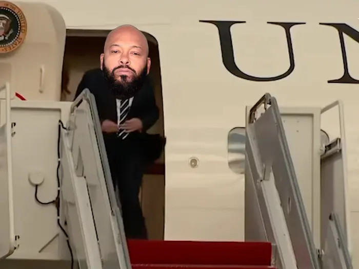 Melania refuses to hold Trump's hand stepping off Air Force One meme | image tagged in memes | made with Piñata Farms meme generator