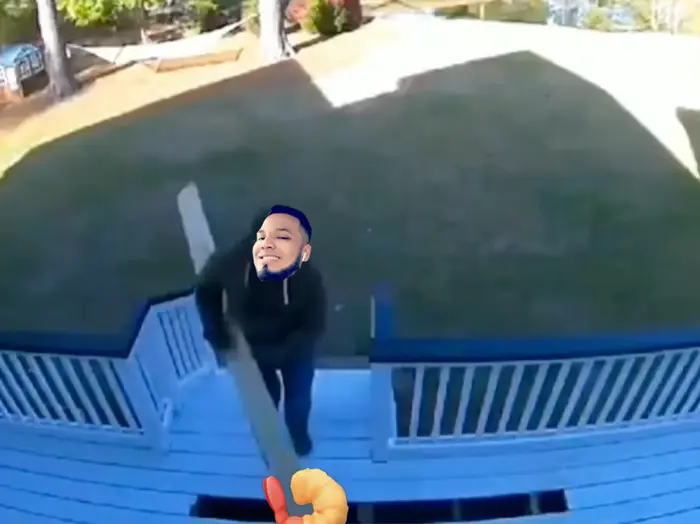 Man gets hit by the board he just put on the porch floor meme | image tagged in memes | made with Piñata Farms meme generator