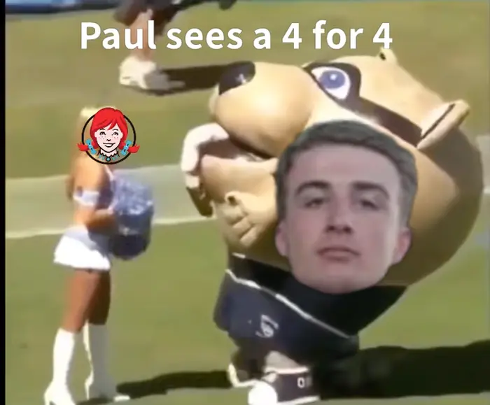 Mascot eats cheerleader meme | image tagged in memes | made with Piñata Farms meme generator