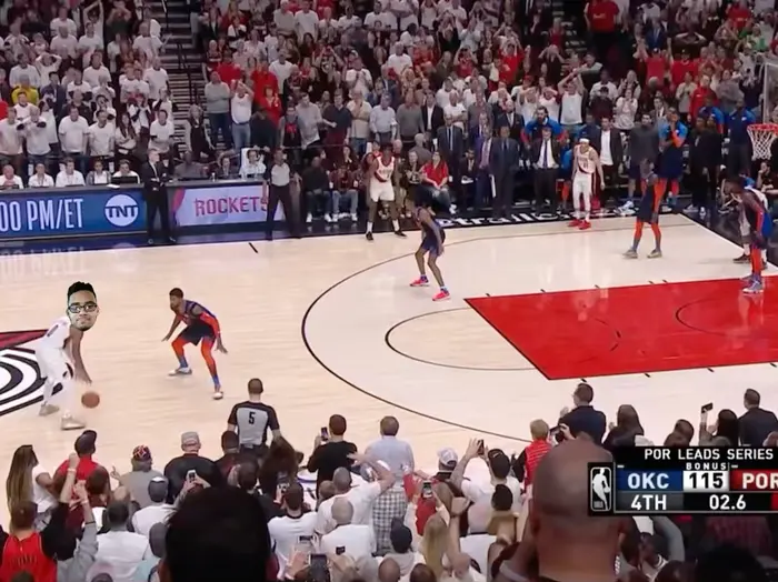 Damian Lillard's Ridiculous Game Winner Lifts Blazers Over Rockets meme | image tagged in memes | made with Piñata Farms meme generator